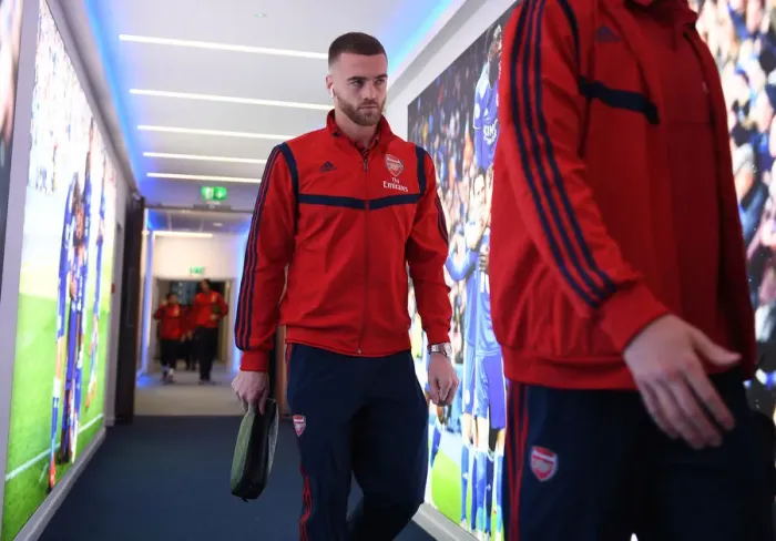 Framed Print : Arsenal's Calum Chambers Arrives at Leicester City's The King Power Stadium for Premier League Clash