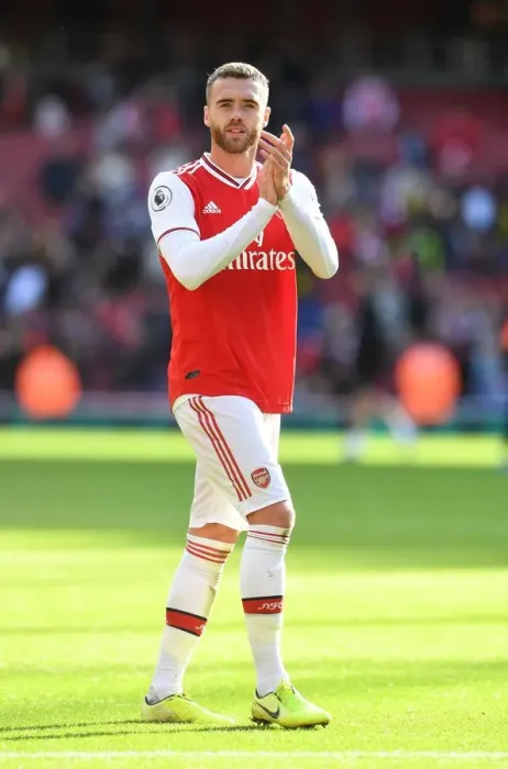 Framed Print : Arsenal's Calum Chambers Celebrates with Fans after Victory over AFC Bournemouth, Premier League 2019-20