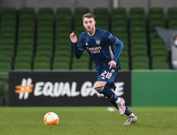Framed Print : Arsenal's Calum Chambers: A Defensive Star in Europa League Clash Against Dundalk Framed Print : Arsenal's Calum Chambers: A Defensive Star in Europa League Clash Against Dundalk