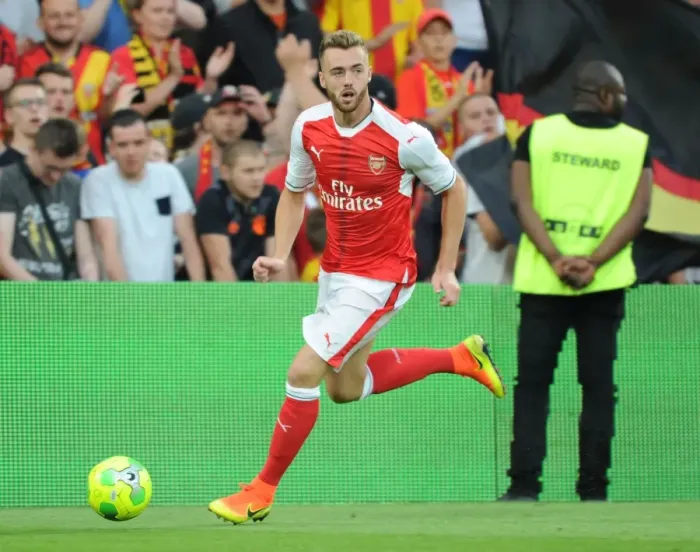 Framed Print : Arsenal's Calum Chambers in Pre-Season Action vs RC Lens (2016)