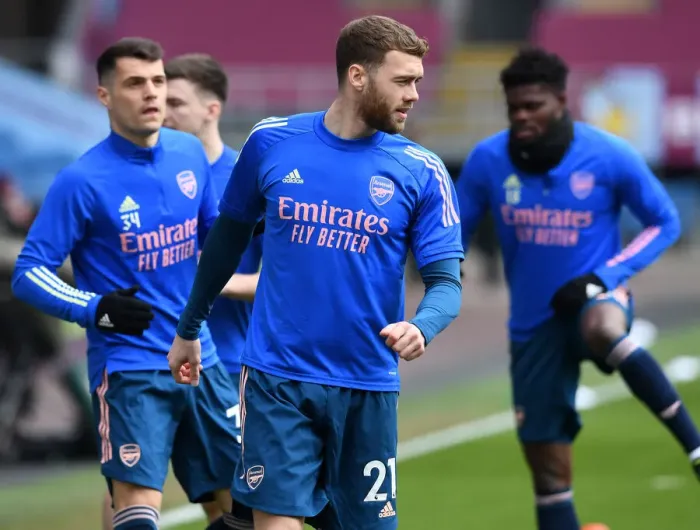 Framed Print : Arsenal's Calum Chambers Prepares for Burnley Clash in Empty Turf Moor (Burnley v Arsenal 2021) Framed Print : Arsenal's Calum Chambers Prepares for Burnley Clash in Empty Turf Moor (Burnley v Arsenal 2021)