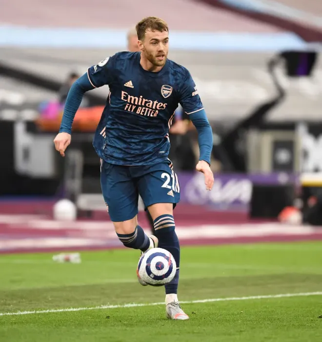 Framed Print : Arsenal's Calum Chambers at Empty West Ham Stadium: 2020-21 Premier League Match Amidst COVID-19 Restrictions Framed Print : Arsenal's Calum Chambers at Empty West Ham Stadium: 2020-21 Premier League Match Amidst COVID-19 Restrictions