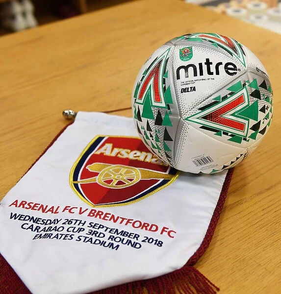 Arsenal's Carabao Cup Preparation: Matchball and Pennant in Changing Room