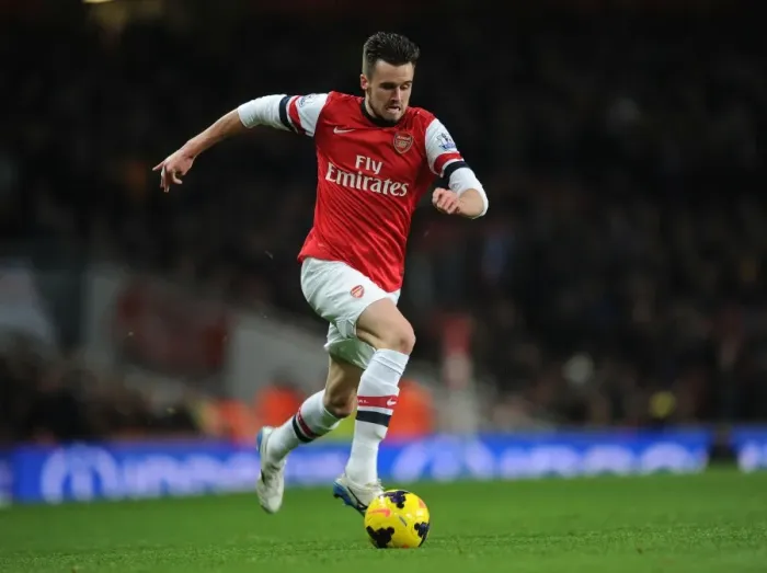 Framed Print : Arsenal's Carl Jenkinson in Action against Hull City (2013-14)