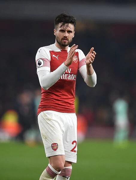 Arsenal's Carl Jenkinson Celebrates with Fans after Victory over Bournemouth