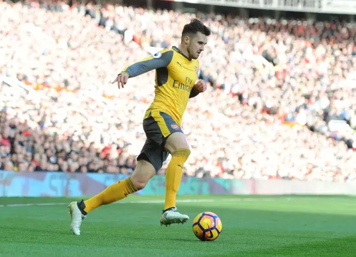 Framed Print : Arsenal's Carl Jenkinson Clashes with Manchester United at Old Trafford (2016-17 Premier League)