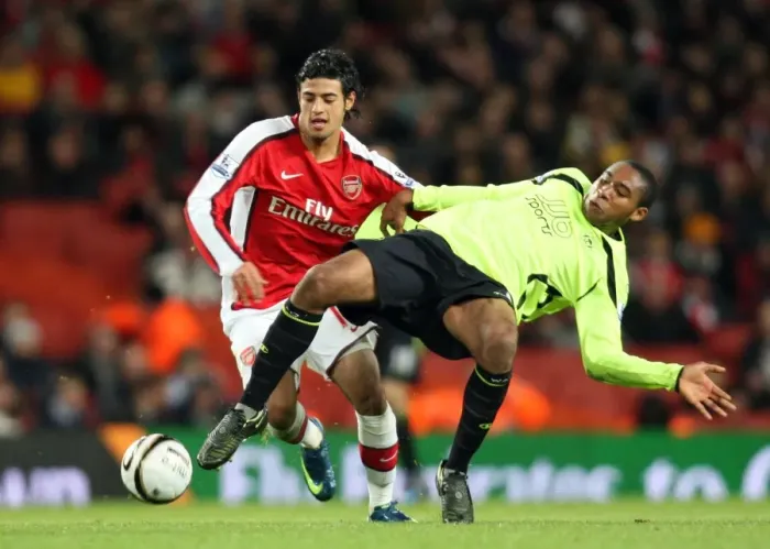 Framed Print : Arsenal's Carlos Vela Scores Twice in 3:0 Carling Cup Victory over Wigan's Wilson Palacios