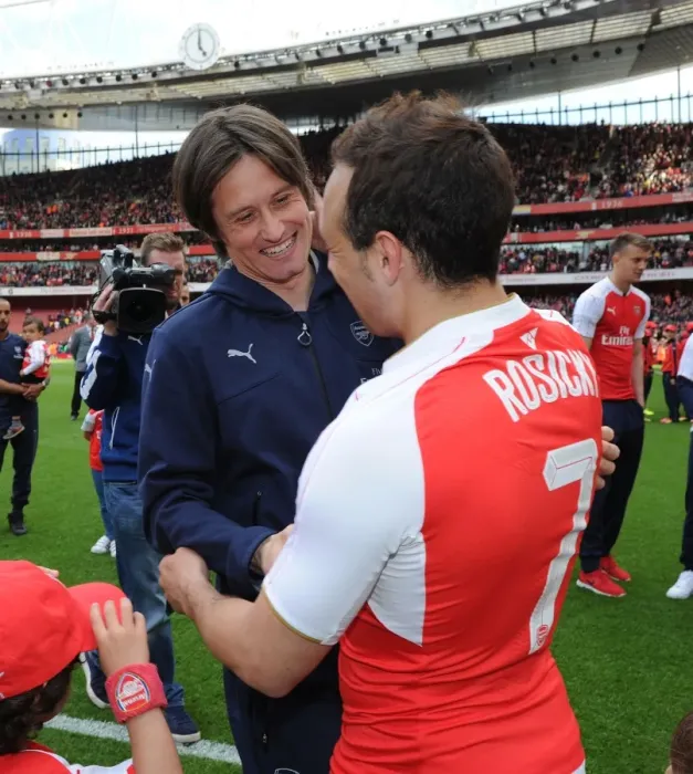Framed Print : Arsenal's Cazorla and Rosicky: Victory Celebration vs. Aston Villa (2015-16) Framed Print : Arsenal's Cazorla and Rosicky: Victory Celebration vs. Aston Villa (2015-16)