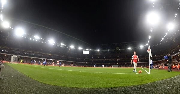 Arsenal's Cazorla Set for Corner Kick Against Everton (2015 / 16)