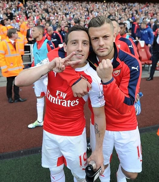 Arsenal's Cazorla and Wilshere: Celebrating Victory Over Aston Villa (2015-16)