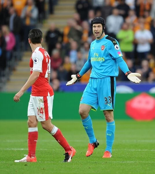 Arsenal's Cech and Bellerin in Action: Hull City vs Arsenal (2016-17)