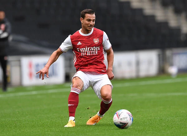 Arsenal's Cedric Soares in Action during 2020-21 Pre-Season Friendly against MK Dons
