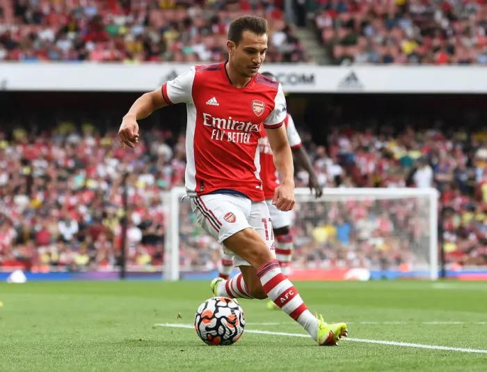 Framed Print : Arsenal's Cedric Soares in Action: Arsenal vs. Norwich City (2021-22)