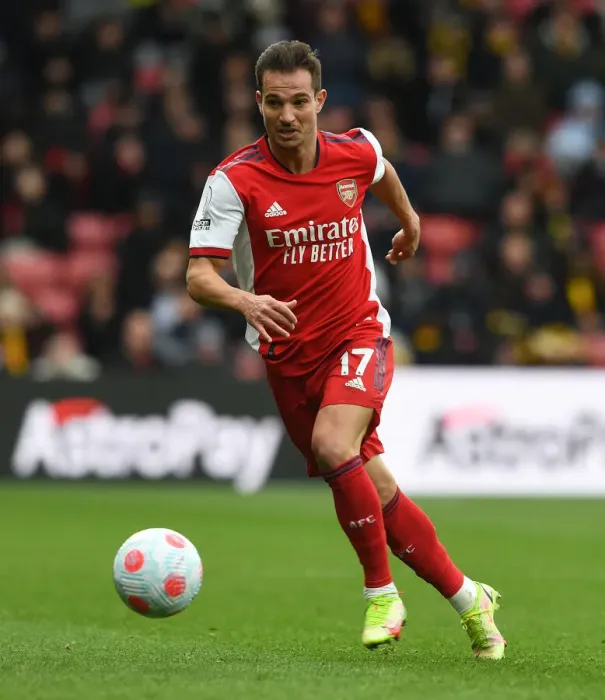 Framed Print : Arsenal's Cedric Soares in Action: Watford vs Arsenal, Premier League 2021-22
