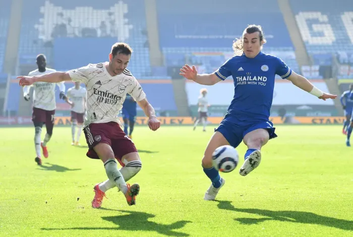 Framed Print : Arsenal's Cedric Soares Faces Off Against Leicester's Caglar Soyuncu: Premier League Showdown Framed Print : Arsenal's Cedric Soares Faces Off Against Leicester's Caglar Soyuncu: Premier League Showdown