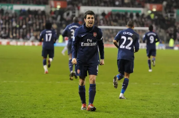 Framed Print : Arsenal's Cesc Fabregas Scores Stunner: Arsenal Triumphs 3-1 over Stoke City in Premier League