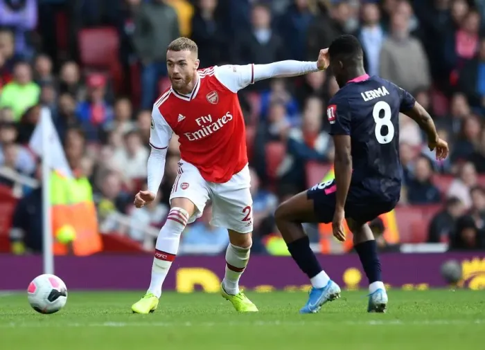 Framed Print : Arsenal's Chambers Faces Pressure from Bournemouth's Lerma in Premier League Clash