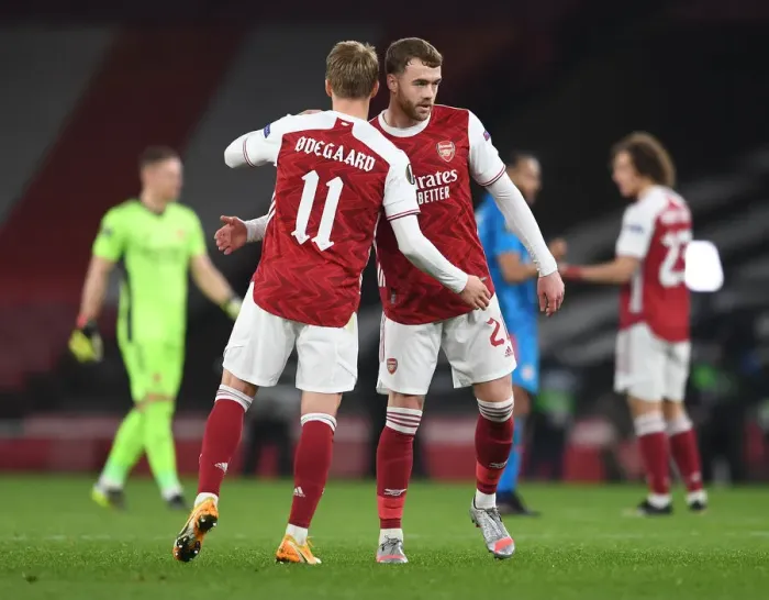 Framed Print : Arsenal's Chambers and Odegaard: Empty Emirates Stadium Aftermath - Arsenal v Olympiacos, UEFA Europa League 2021 Framed Print : Arsenal's Chambers and Odegaard: Empty Emirates Stadium Aftermath - Arsenal v Olympiacos, UEFA Europa League 2021