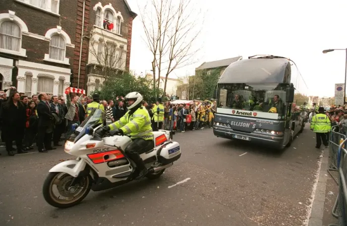 Framed Print : Arsenal's Champions League Semi-Final Debut: The Team's Arrival at Highbury, 19th April 2006