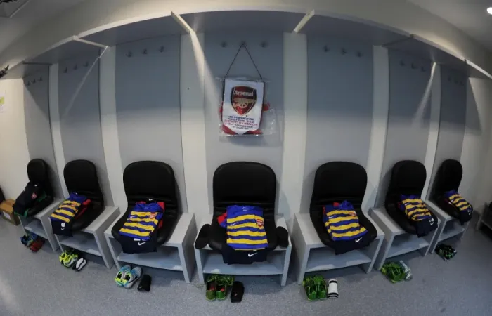 Framed Print : Arsenal's Changing Room Before Fenerbahce Clash in 2013-14 UEFA Champions League Play-offs Framed Print : Arsenal's Changing Room Before Fenerbahce Clash in 2013-14 UEFA Champions League Play-offs