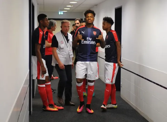 Framed Print : Arsenal's Chuba Akpom Readies for RC Lens Friendly, 2016