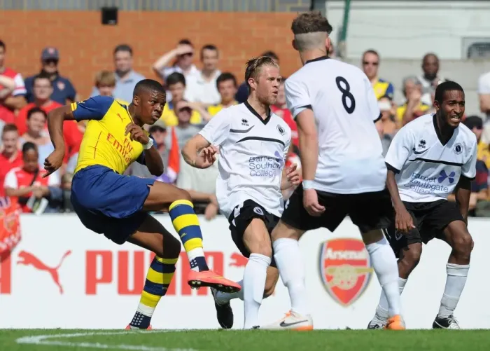 Framed Print : Arsenal's Chuba Akpom Scores Twice in Pre-Season Friendly Against Boreham Wood (19 / 7 / 14)