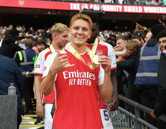 Framed Print : Arsenal's Community Shield Triumph: Martin Odegaard's Glorious Moment