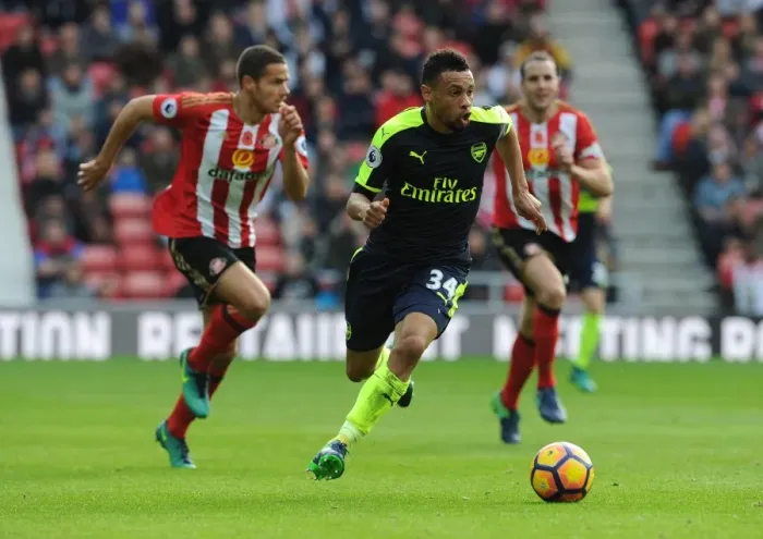 Framed Print : Arsenal's Coquelin and Bellerin in Action at Sunderland's Stadium of Light (Premier League 2016-17) Framed Print : Arsenal's Coquelin and Bellerin in Action at Sunderland's Stadium of Light (Premier League 2016-17)