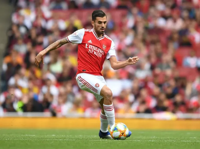 Framed Print : Arsenal's Dani Ceballos in Action against Olympique Lyonnais at Emirates Cup 2019