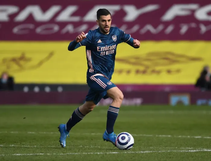 Framed Print : Arsenal's Dani Ceballos in Action: Premier League Showdown at Empty Turf Moor vs Burnley, 2021
