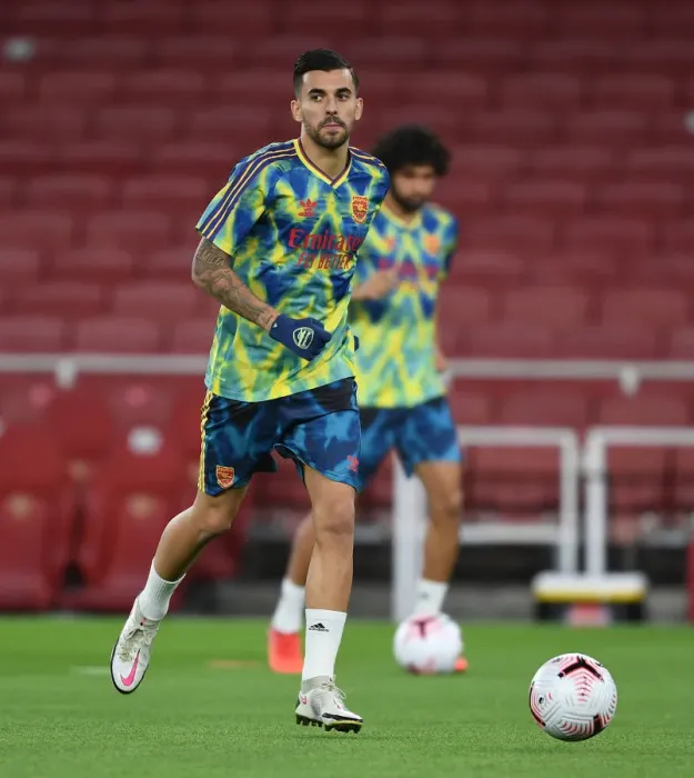 Framed Print : Arsenal's Dani Ceballos at Empty Emirates: Arsenal v Leicester City, Premier League 2020-21