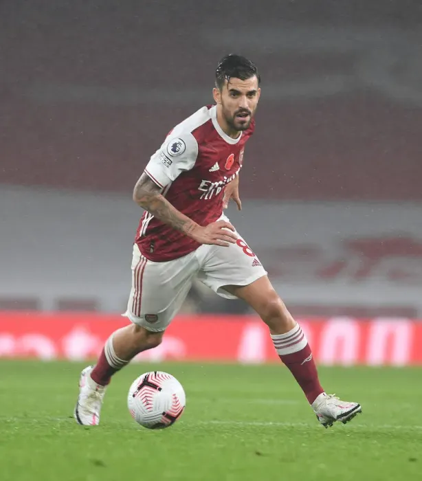 Framed Print : Arsenal's Dani Ceballos Plays at Empty Emirates Stadium: Arsenal vs Aston Villa, Premier League 2020-21