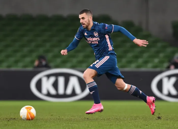 Framed Print : Arsenal's Dani Ceballos Shines as Gunners Crush Dundalk in Europa League (December 2020)