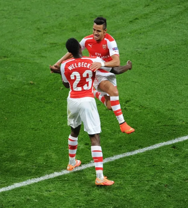 Framed Print : Arsenal's Danny Welbeck and Alexis Sanchez: Celebrating Goals Against Galatasaray in the 2014 Champions League Framed Print : Arsenal's Danny Welbeck and Alexis Sanchez: Celebrating Goals Against Galatasaray in the 2014 Champions League