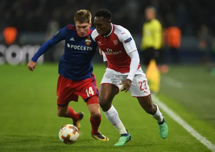 Framed Print : Arsenal's Danny Welbeck Clashes with Kirill Nababkin in UEFA Europa League Quarterfinal