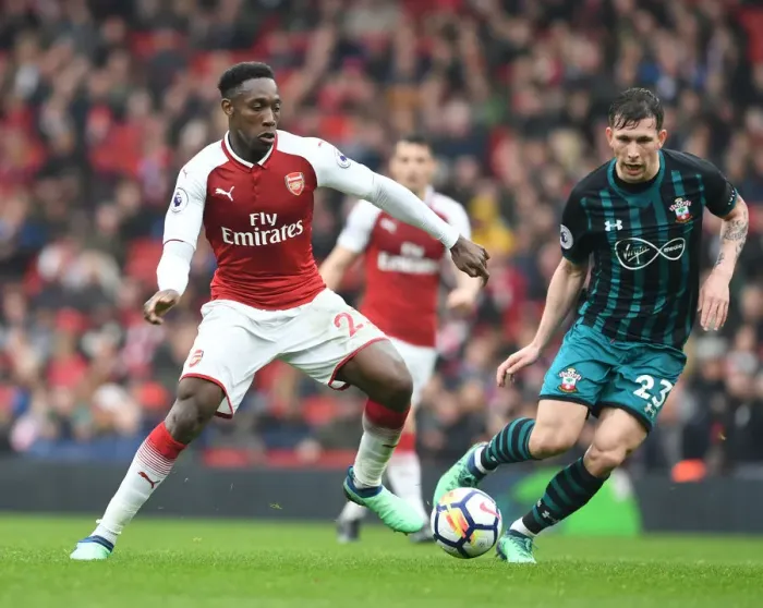 Framed Print : Arsenal's Danny Welbeck Clashes with Southampton's Pierre-Emile Hojbjerg in Premier League Showdown Framed Print : Arsenal's Danny Welbeck Clashes with Southampton's Pierre-Emile Hojbjerg in Premier League Showdown