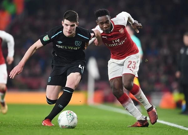 Arsenal's Danny Welbeck Clashes with West Ham's Declan Rice in Carabao Cup Quarterfinal