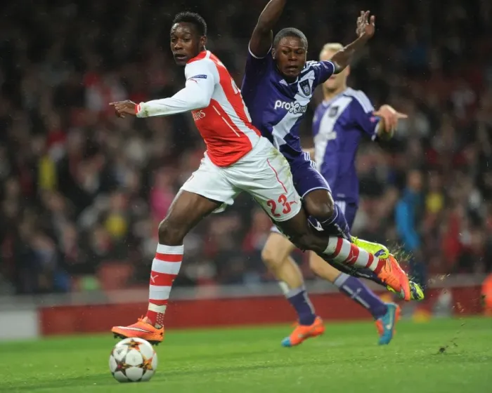 Framed Print : Arsenal's Danny Welbeck Fouled by Chancel Mbemba: Penalty in UEFA Champions League Match vs. Anderlecht Framed Print : Arsenal's Danny Welbeck Fouled by Chancel Mbemba: Penalty in UEFA Champions League Match vs. Anderlecht