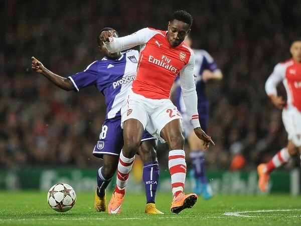 Arsenal's Danny Welbeck Scores Past Anderlecht's Frank Acheampong in 2014 Champions League Clash