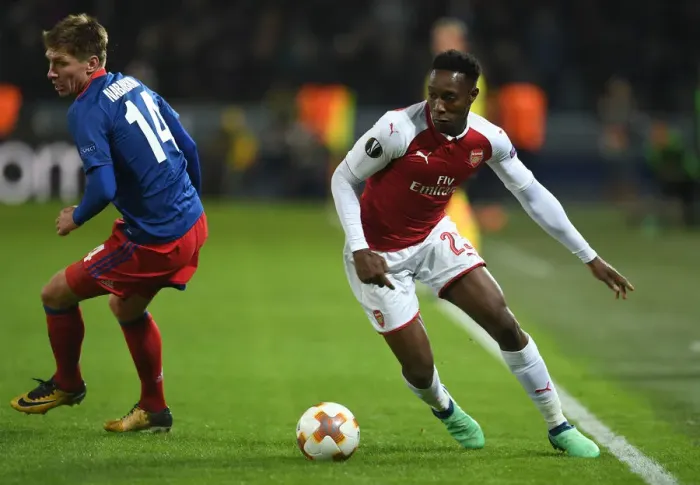 Framed Print : Arsenal's Danny Welbeck vs. Kirill Nababkin: A Europa League Quarterfinal Showdown in Moscow