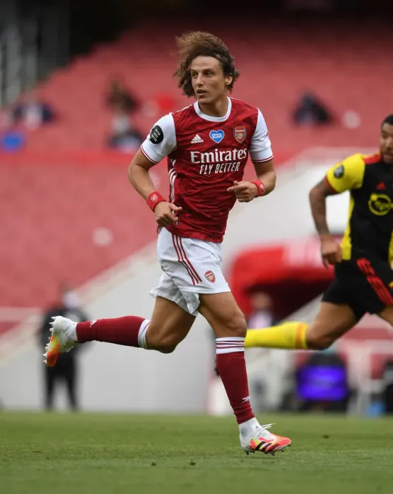 Framed Print : Arsenal's David Luiz in Action: Arsenal vs. Watford, Premier League 2019-2020