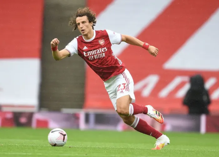 Framed Print : Arsenal's David Luiz in Action at Empty Emirates: Arsenal vs Sheffield United, Premier League 2020-21