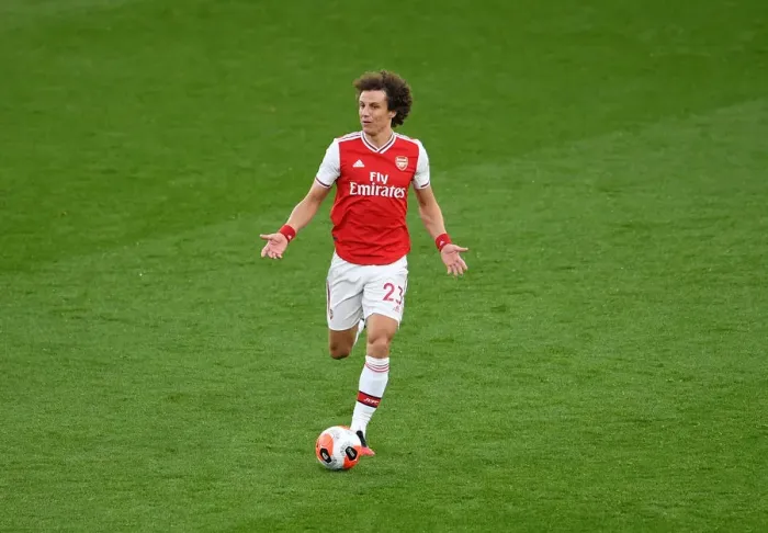 Framed Print : Arsenal's David Luiz in Action Against Everton in the Premier League