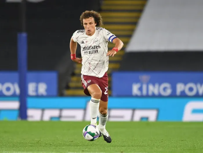 Framed Print : Arsenal's David Luiz in Action against Leicester City in Carabao Cup Clash Framed Print : Arsenal's David Luiz in Action against Leicester City in Carabao Cup Clash