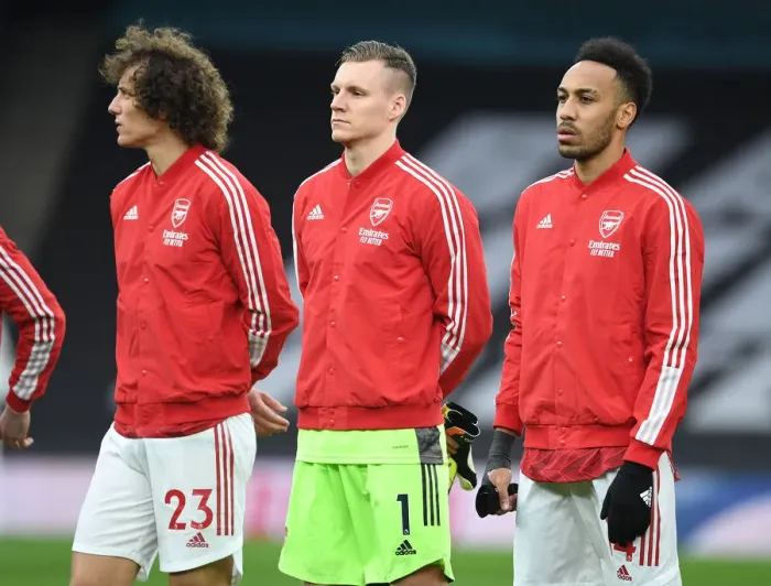 Framed Print : Arsenal's David Luiz, Bernd Leno, and Pierre-Emerick Aubameyang Prepare for Arsenal v Leeds United (2020-21) Framed Print : Arsenal's David Luiz, Bernd Leno, and Pierre-Emerick Aubameyang Prepare for Arsenal v Leeds United (2020-21)