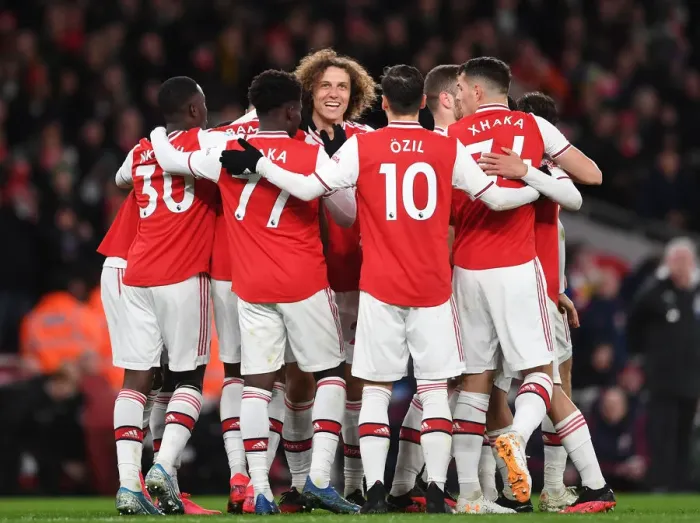 Framed Print : Arsenal's David Luiz Celebrates First Goal Against Newcastle United in Premier League Showdown Framed Print : Arsenal's David Luiz Celebrates First Goal Against Newcastle United in Premier League Showdown