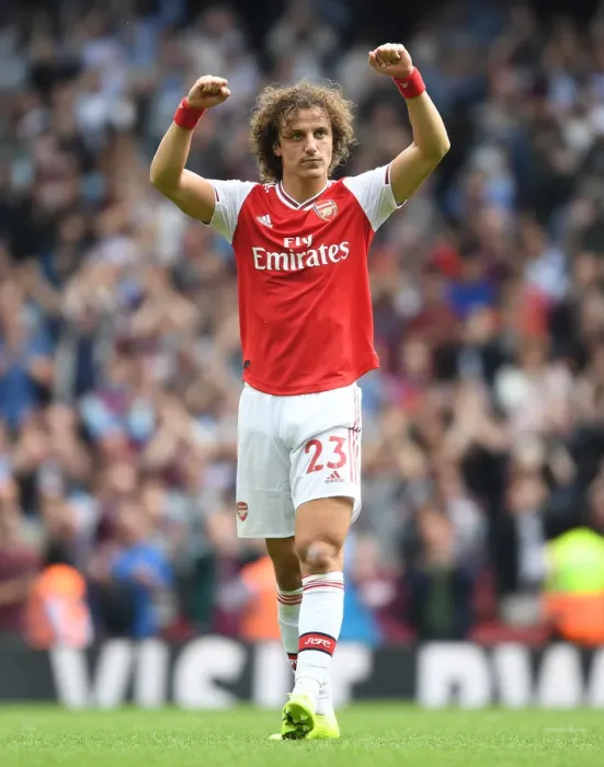 Framed Print : Arsenal's David Luiz Celebrates Goal Against Burnley in 2019-20 Premier League