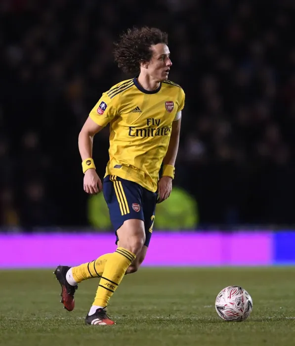 Framed Print : Arsenal's David Luiz Faces Off in FA Cup Battle at Portsmouth