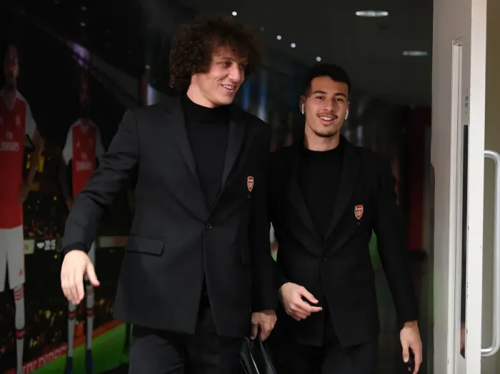 Framed Print : Arsenal's David Luiz and Gabriel Martinelli Pre-Match Huddle vs West Ham United (Premier League, 2019-20) Framed Print : Arsenal's David Luiz and Gabriel Martinelli Pre-Match Huddle vs West Ham United (Premier League, 2019-20)