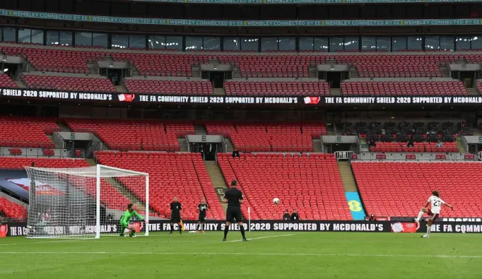 Framed Print : Arsenal's David Luiz Scores Penalty in FA Community Shield Thriller Against Liverpool Framed Print : Arsenal's David Luiz Scores Penalty in FA Community Shield Thriller Against Liverpool